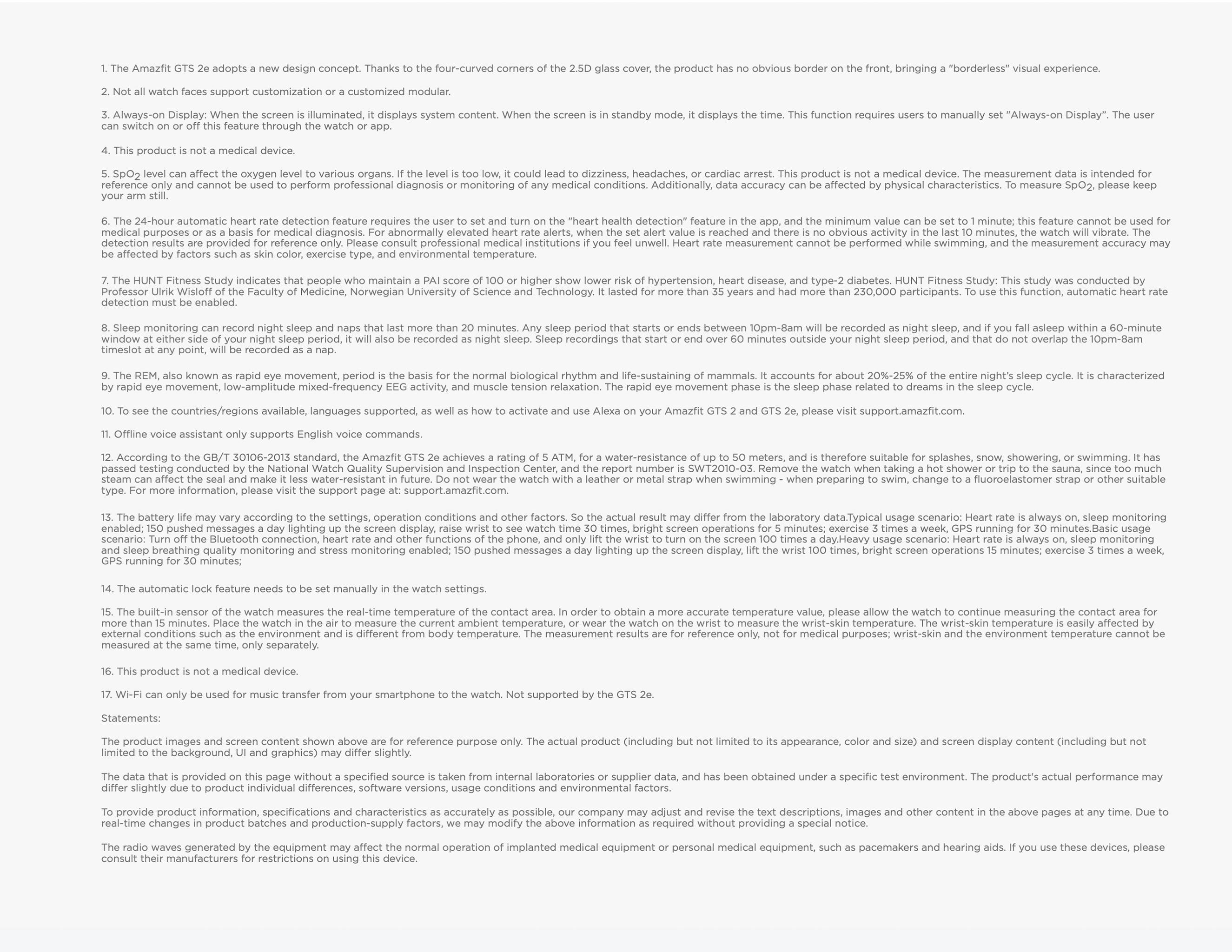 Amazfit gts top 2e specifications